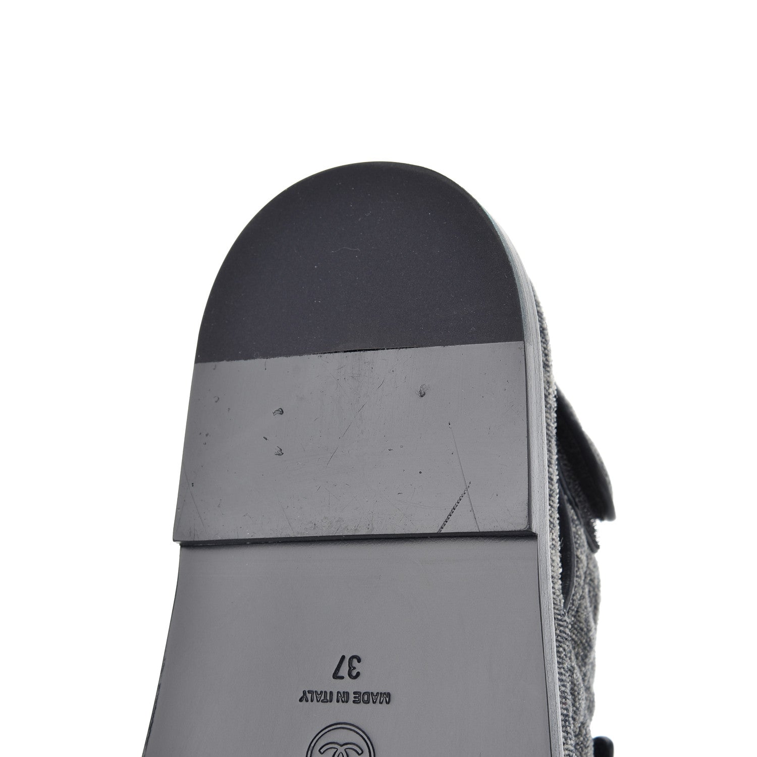 Chanel Velvet Velcro Dad Sandals 37 Grey 11 of 13