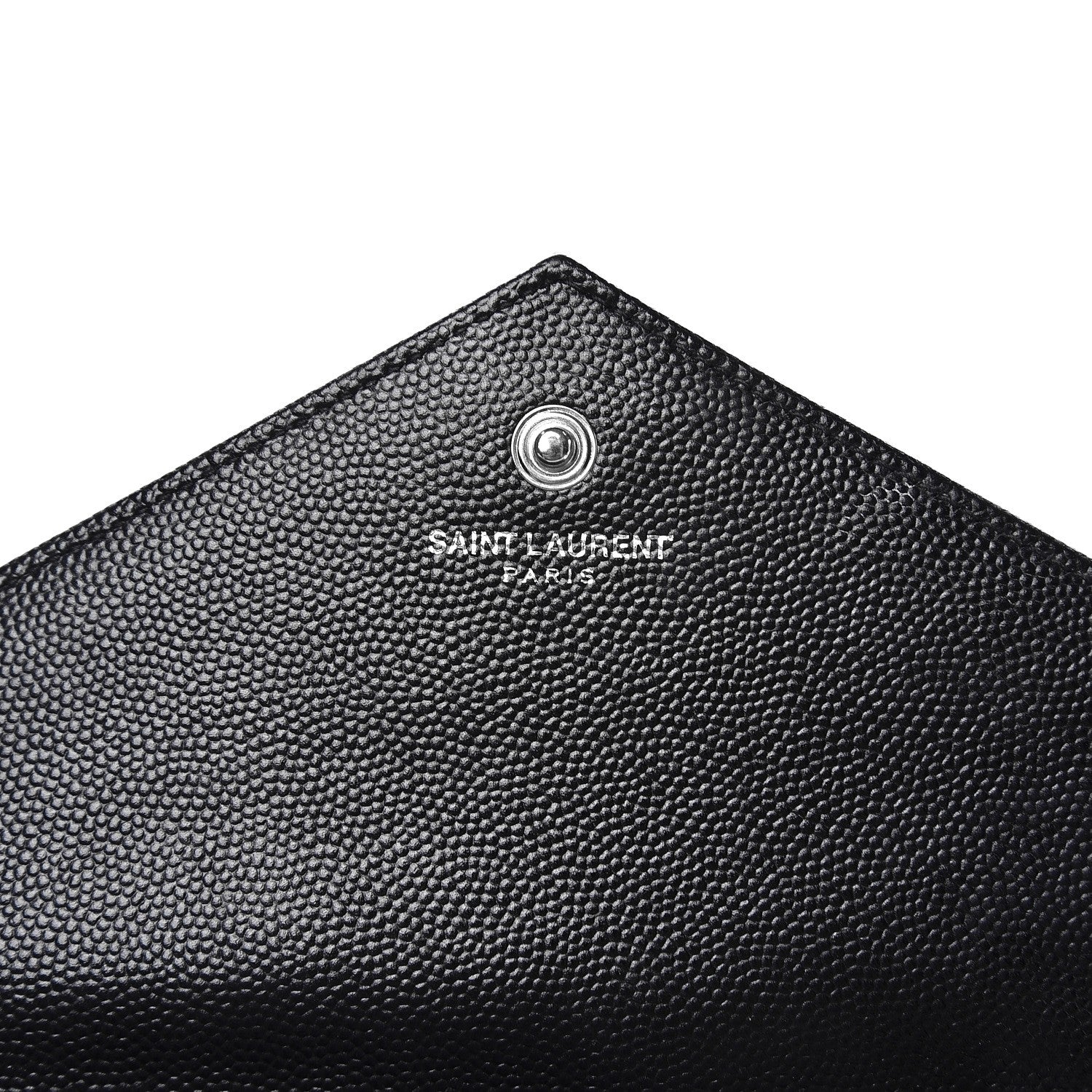 Saint Laurent Grain De Poudre Matelasse Chevron Monogram Chain Wallet Black 6 of 8