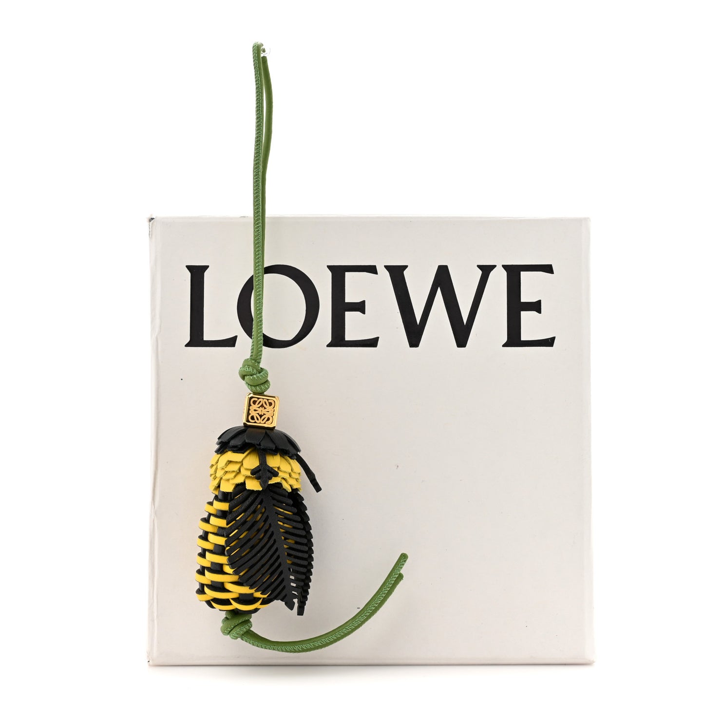 Calfskin Bee Charm Black Yellow