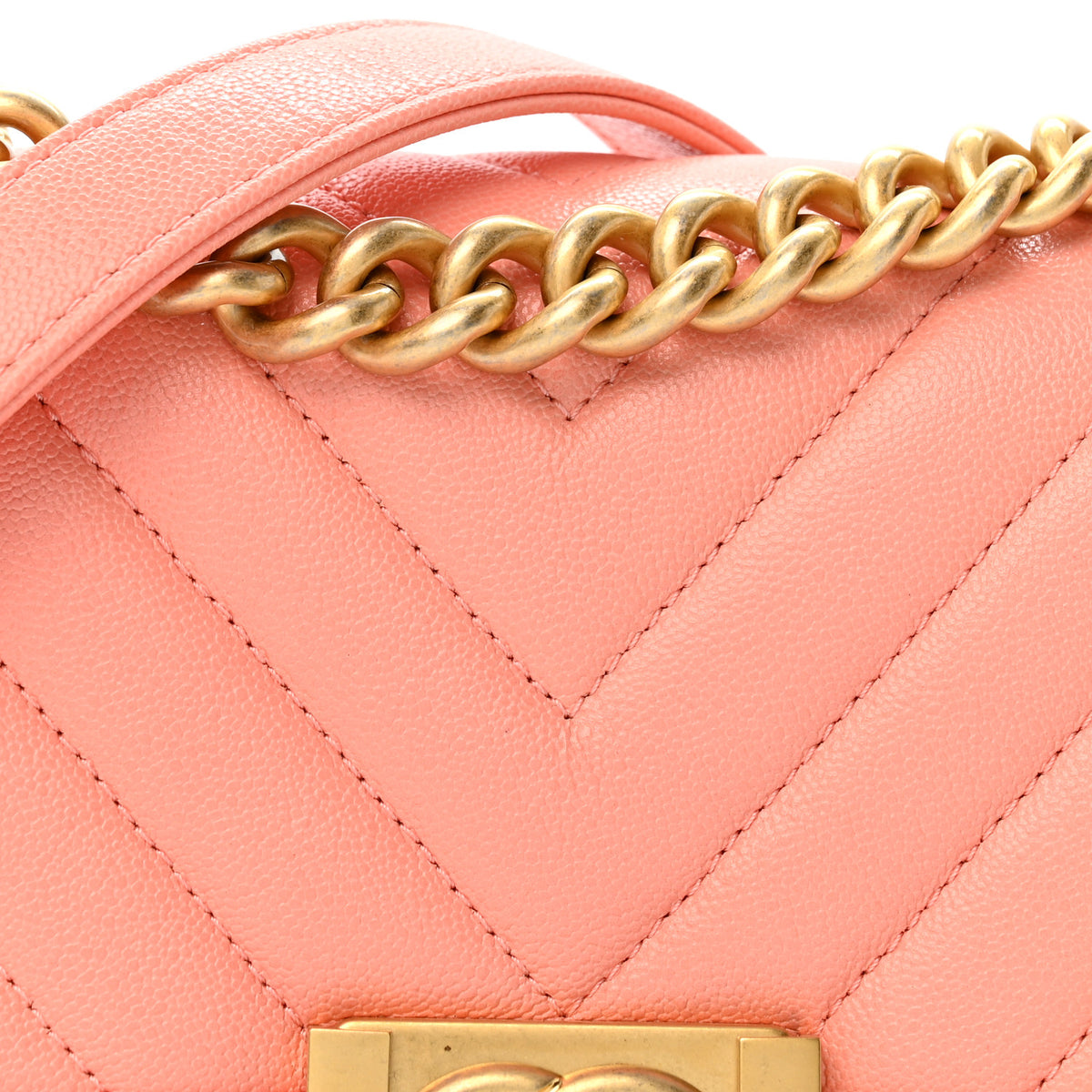 Chanel Caviar Chevron Quilted Small Boy Flap Orange 8 of 12
