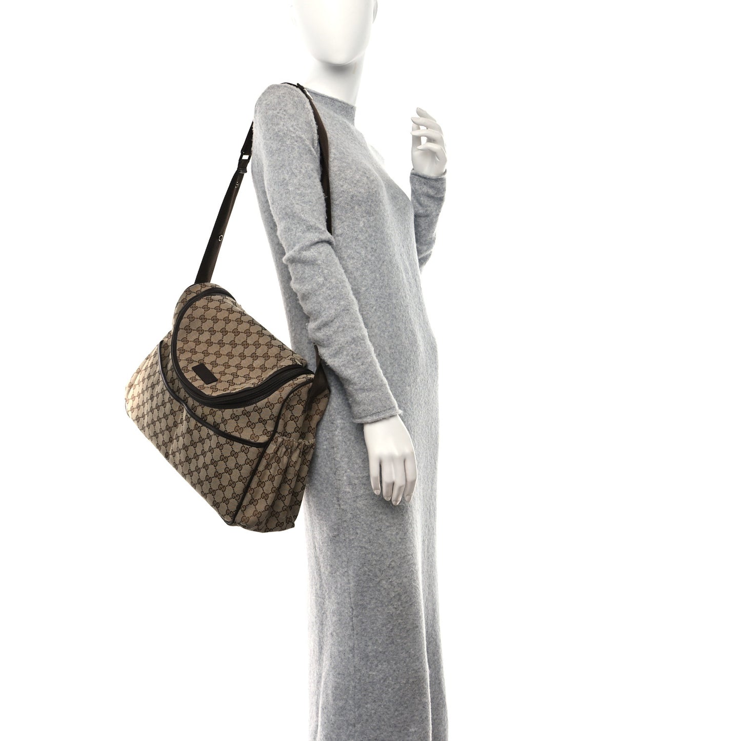 Monogram Natural Pigskin Large Diaper Bag Beige Ebony Cocoa Dark Chocolate