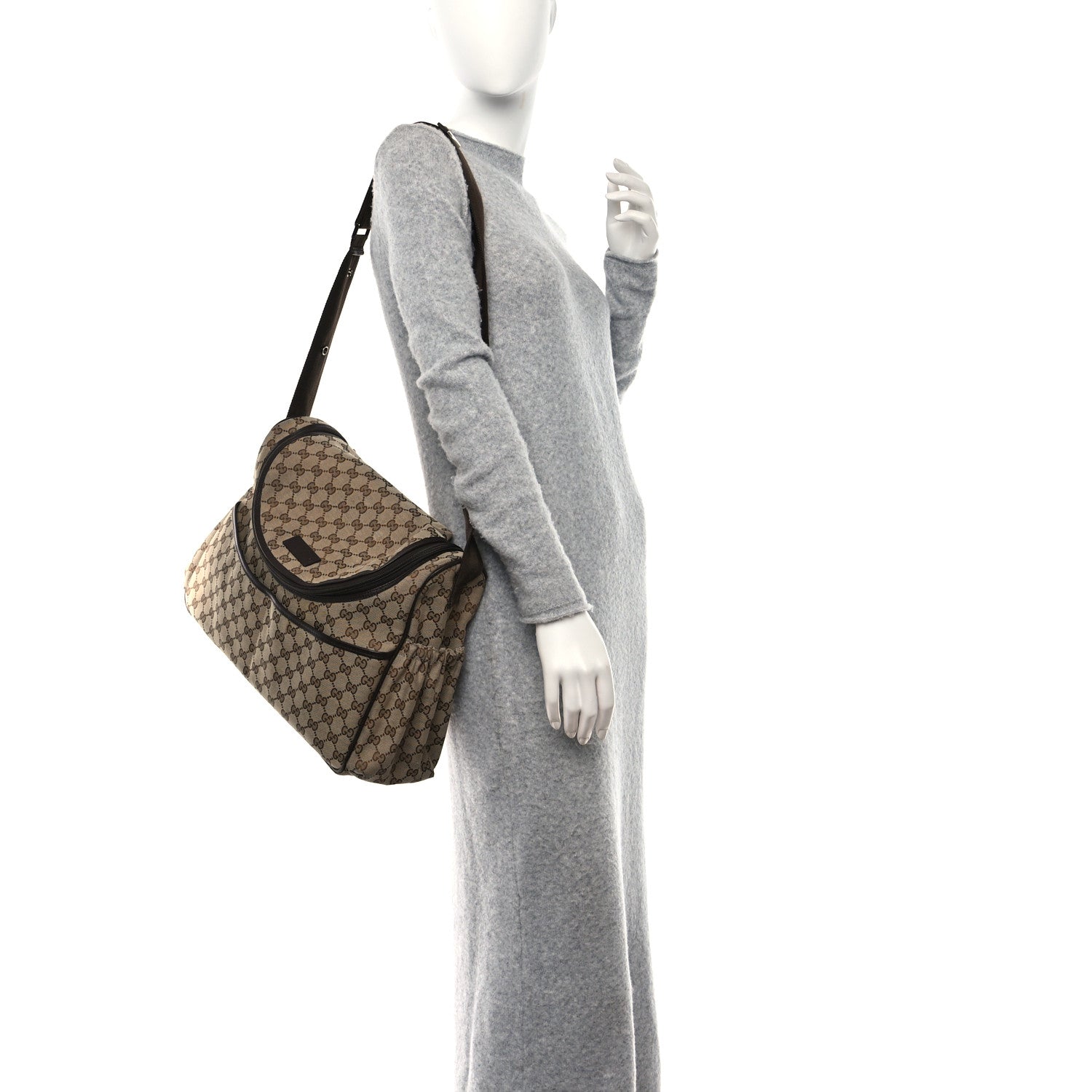 Gucci Monogram Natural Pigskin Large Diaper Bag Beige Ebony Cocoa Dark Chocolate 2 of 12