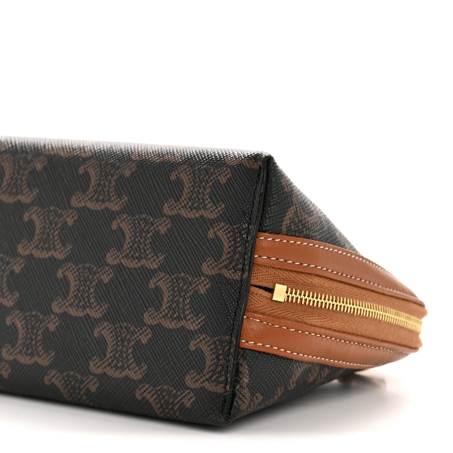 Triomphe Canvas Lambskin Clutch On Chain Tan