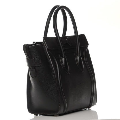 Celine Drummed Calfskin Micro Luggage Black 3 of 8