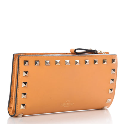 Valentino Garavani Calfskin Rockstud Continental Wallet Mandarin Sorbet 3 of 10