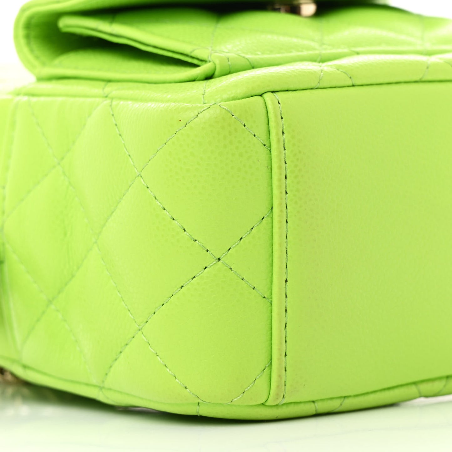 Caviar Quilted CC Mini Classic Backpack Neon Green
