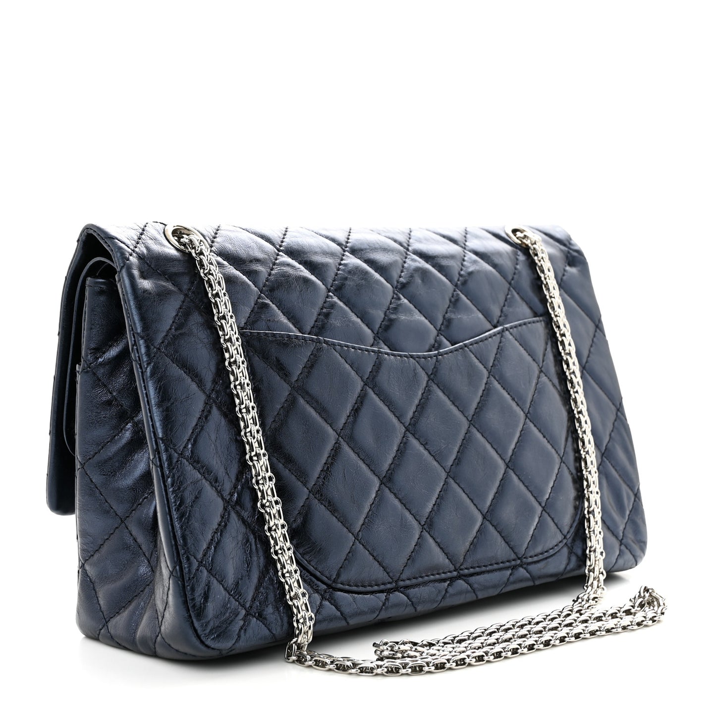 Metallic Aged Calfskin Quilted 2.55 Reissue 227 Flap Blue