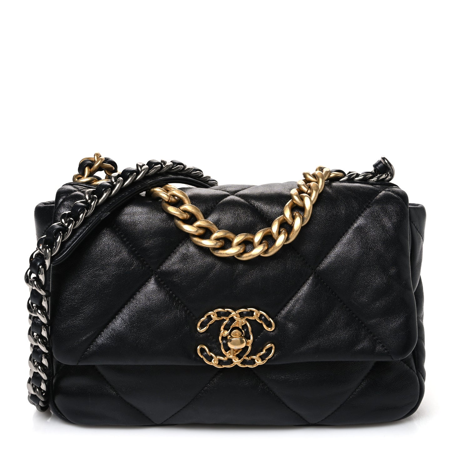 Goatskin Quilted Medium Chanel 19 Flap Black
