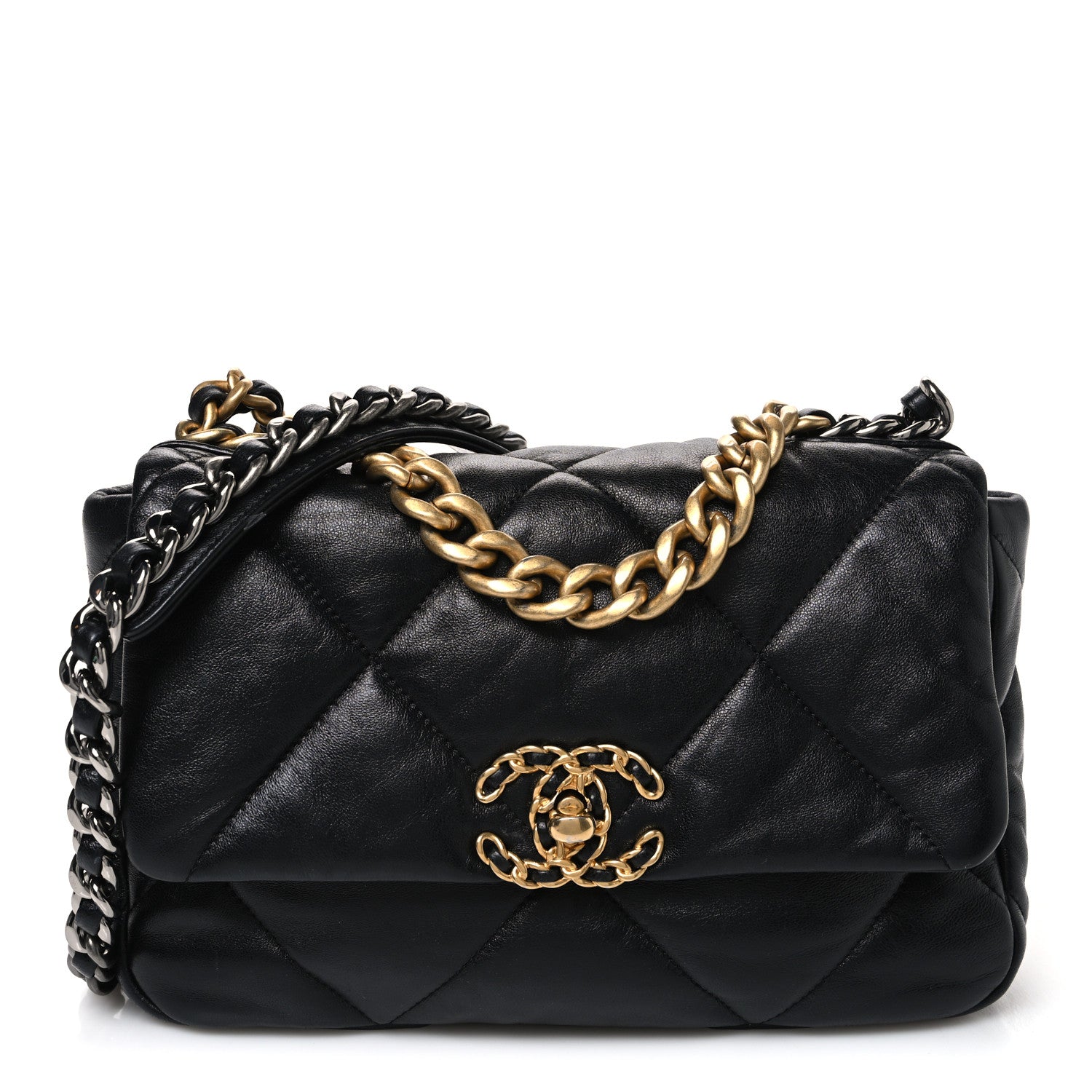 Chanel Goatskin Quilted Medium Chanel 19 Flap Black 1 of 9