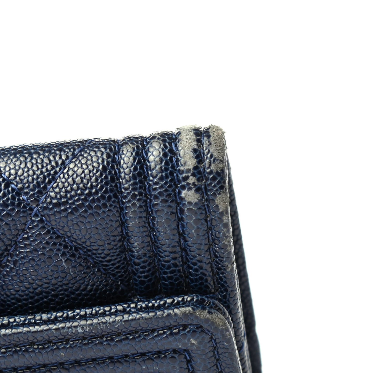 Caviar Quilted Boy Flap Card Holder Blue