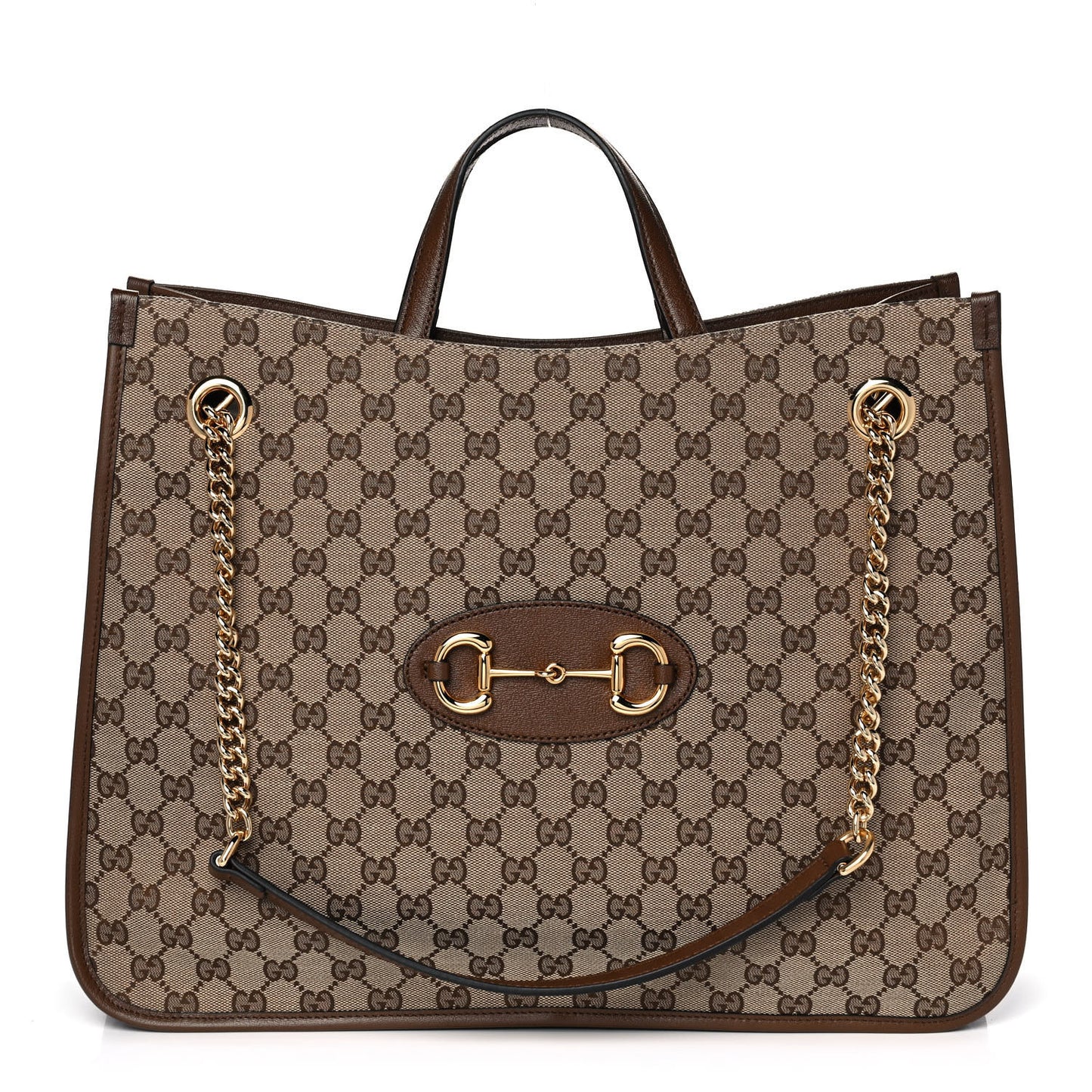 Monogram Calfskin Large Horsebit 1955 Tote Bag Beige Brown Sugar