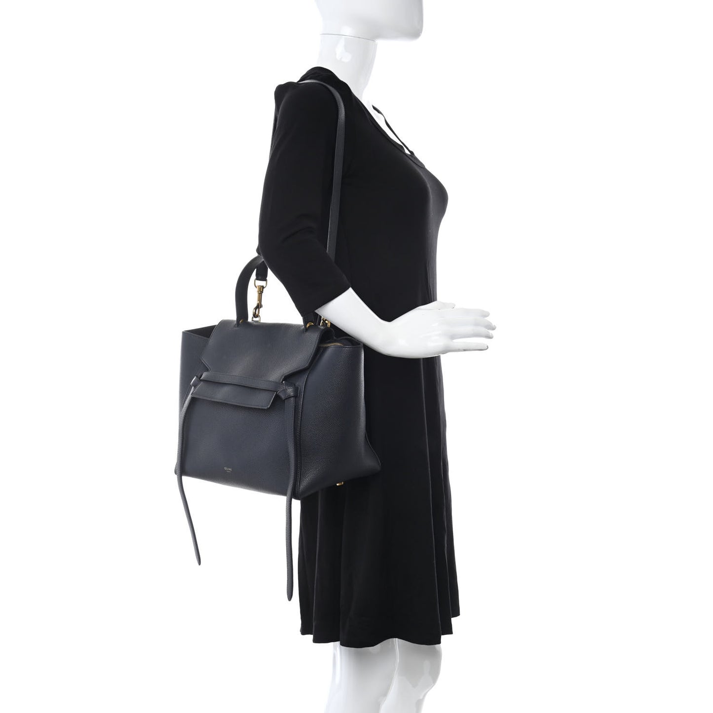 Drummed Calfskin Mini Belt Bag Navy