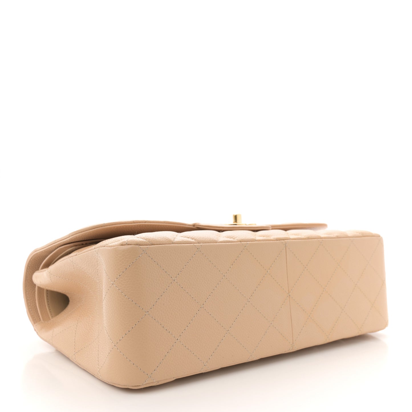 Caviar Quilted Jumbo Double Flap Beige Clair