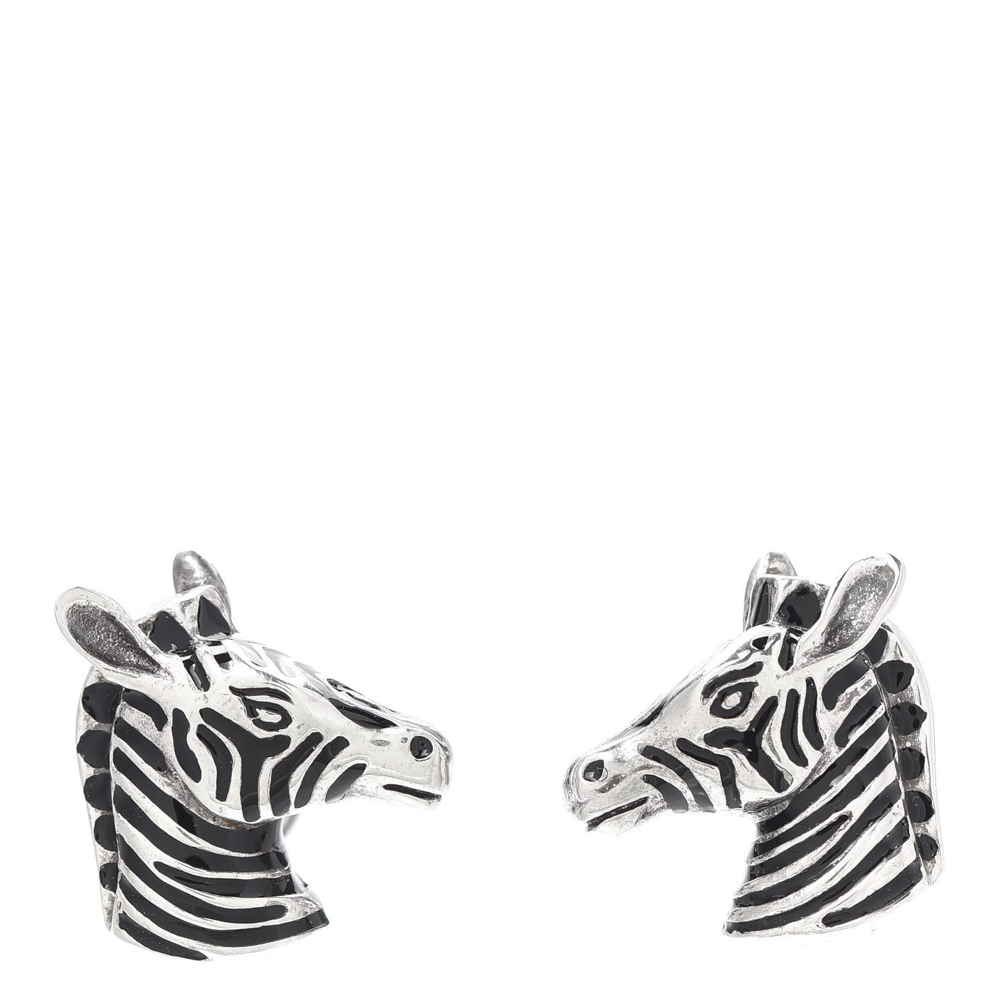 Sterling Silver Enamel Zebra Cufflinks Black