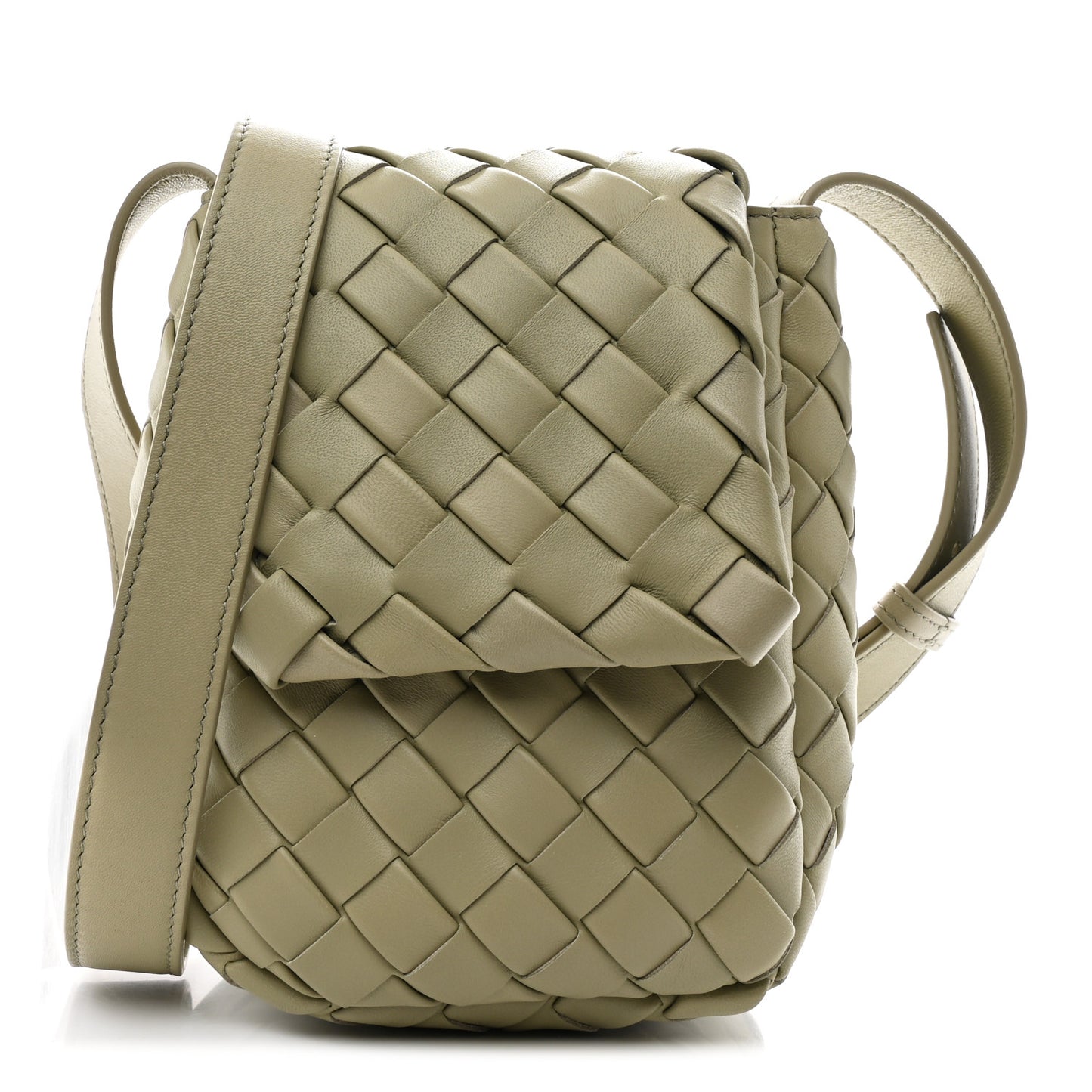 Nappa Intrecciato Mini Vertical Cobble Shoulder Bag Travertine