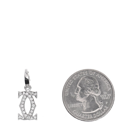 Cartier 18K White Gold Diamond Logo Charm 2 of 4