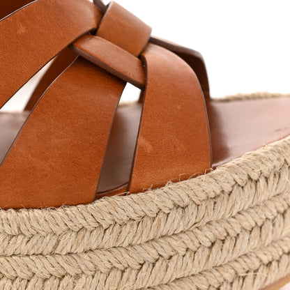 Saint Laurent Calfskin 85 Platform Espadrille Wedge Sandals 38 Brown 7 of 13