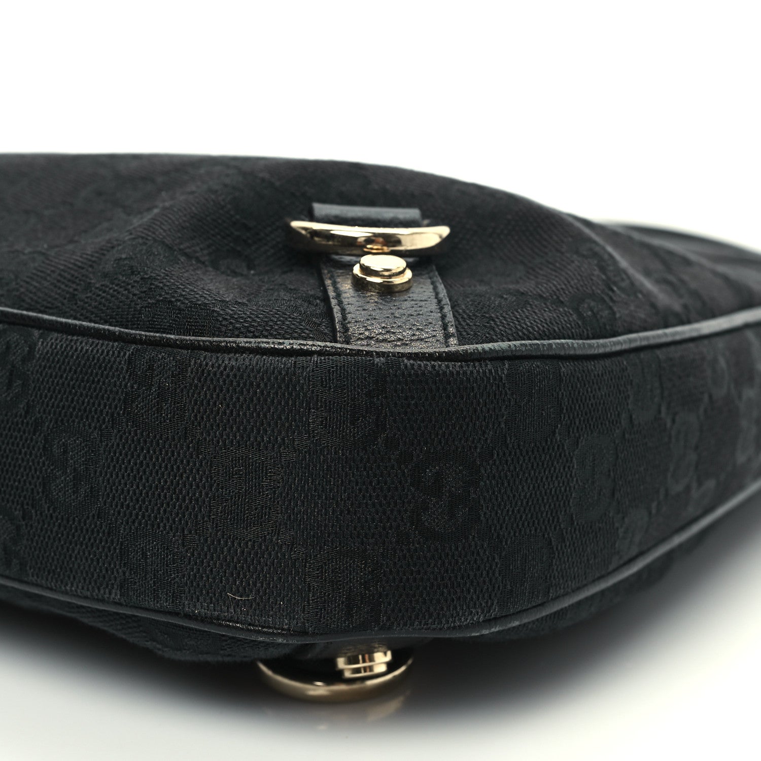 Gucci Denim Monogram Abbey D Ring Hobo Black 10 of 13