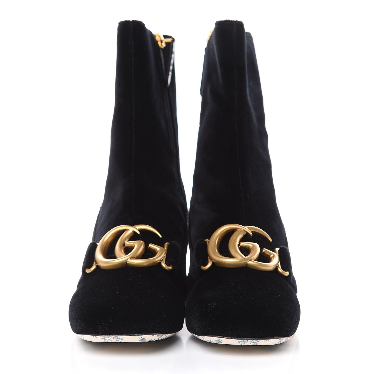 Gucci Softy Velvet Malaga Kid GG Victoire 55mm Ankle Boots 39 Black 2 of 9