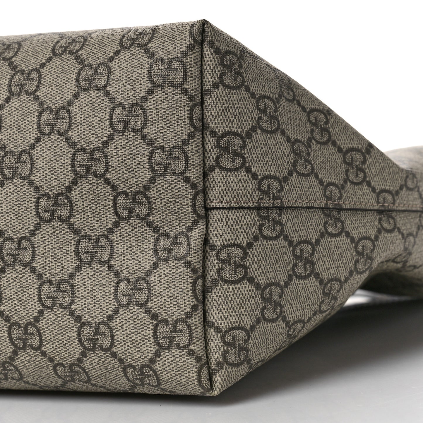 GG Supreme Monogram Textured Calfskin Web Medium Ophidia Shopping Tote Beige Ebony New Acero