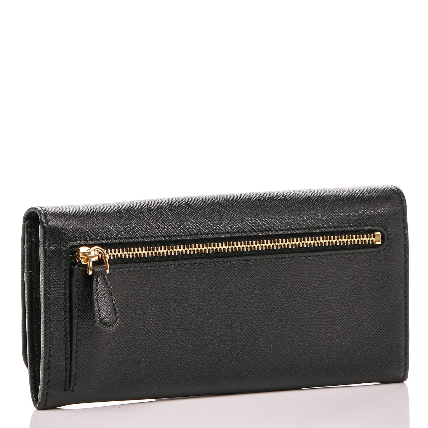 Saffiano Metal Continental Flap Wallet Nero Black