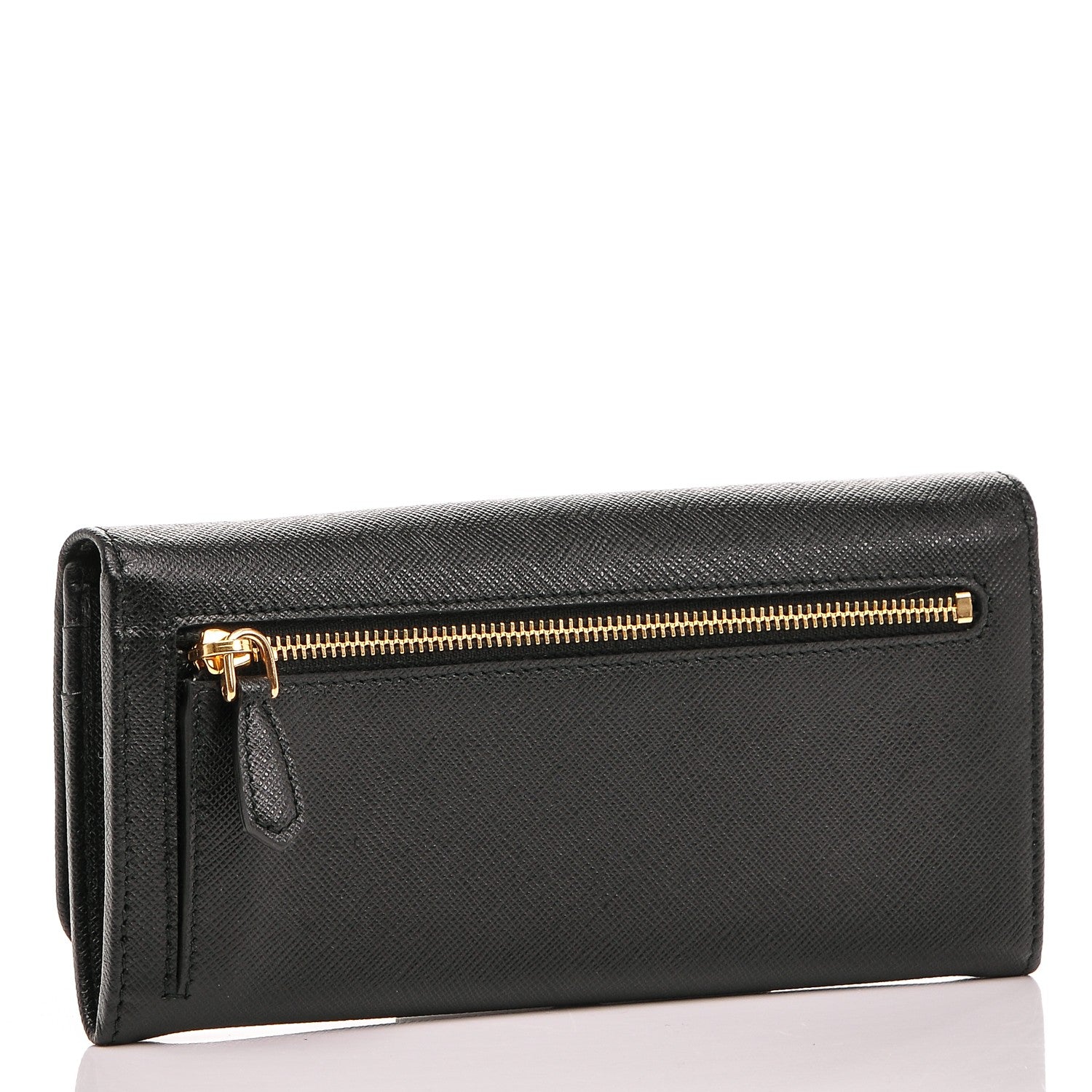 Prada Saffiano Metal Continental Flap Wallet Nero Black 3 of 7