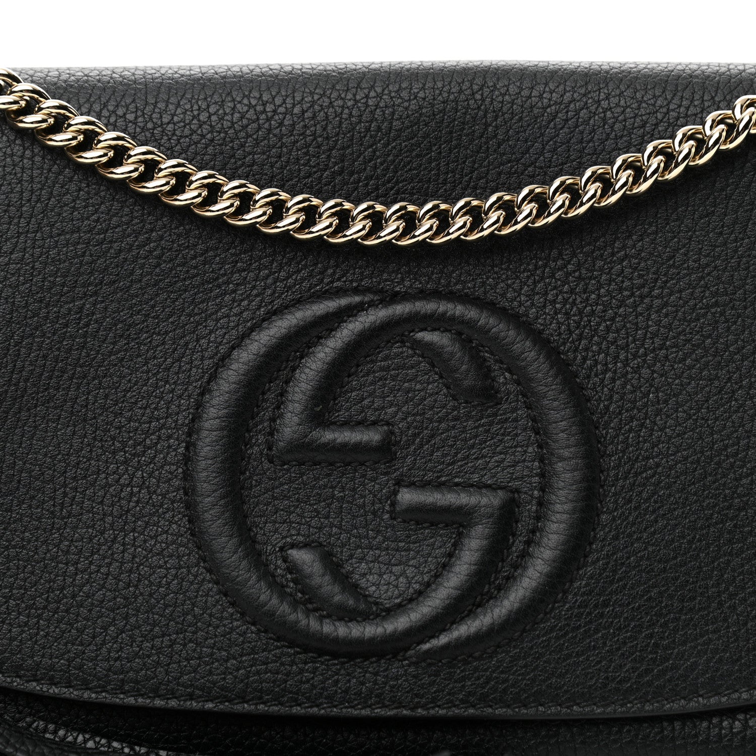 Gucci Pebbled Calfskin Medium Soho Flap Crossbody Black 8 of 10