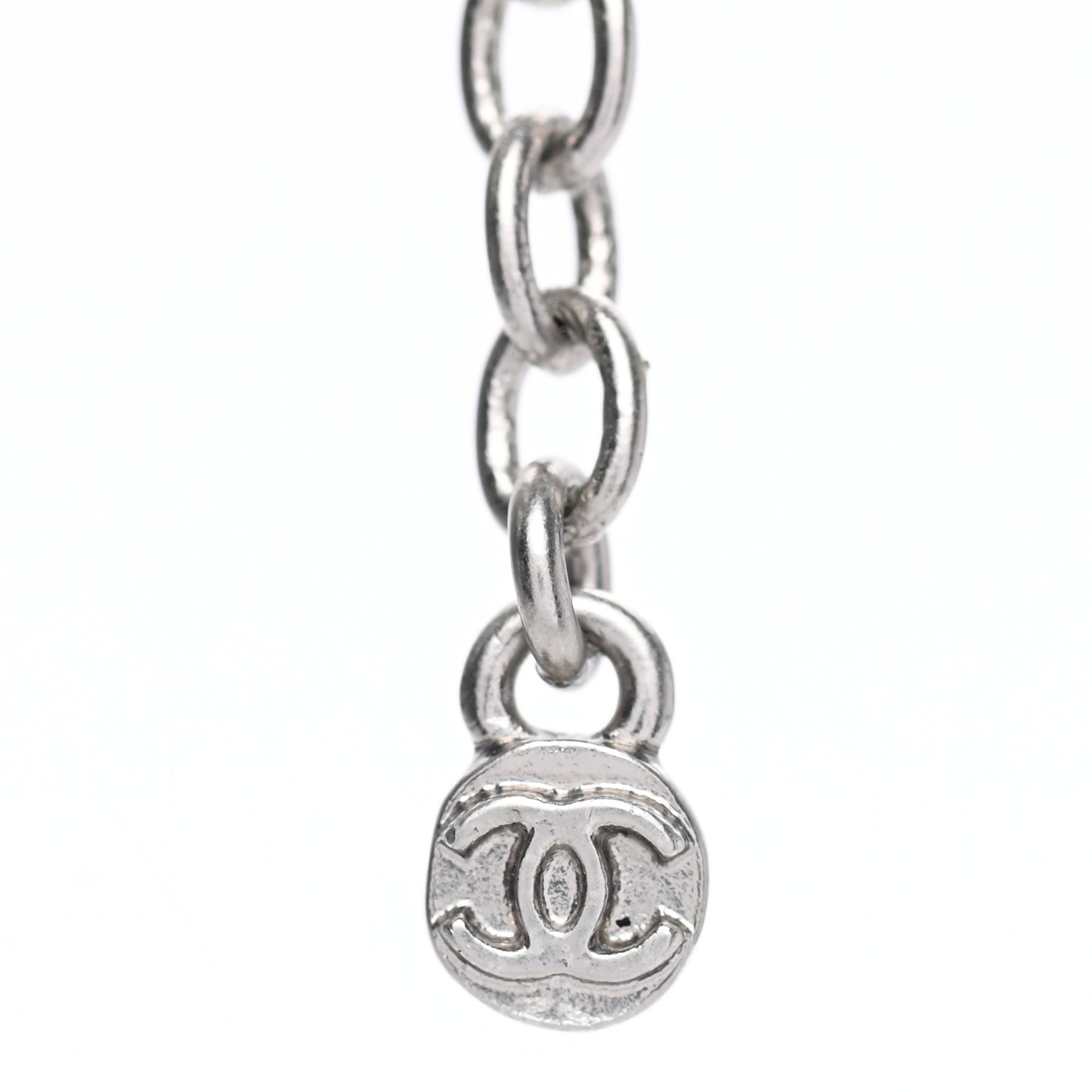 Chanel Crystal Baguette Pearl Bow Necklace Silver 6 of 8