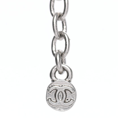 Chanel Crystal Baguette Pearl Bow Necklace Silver 6 of 8