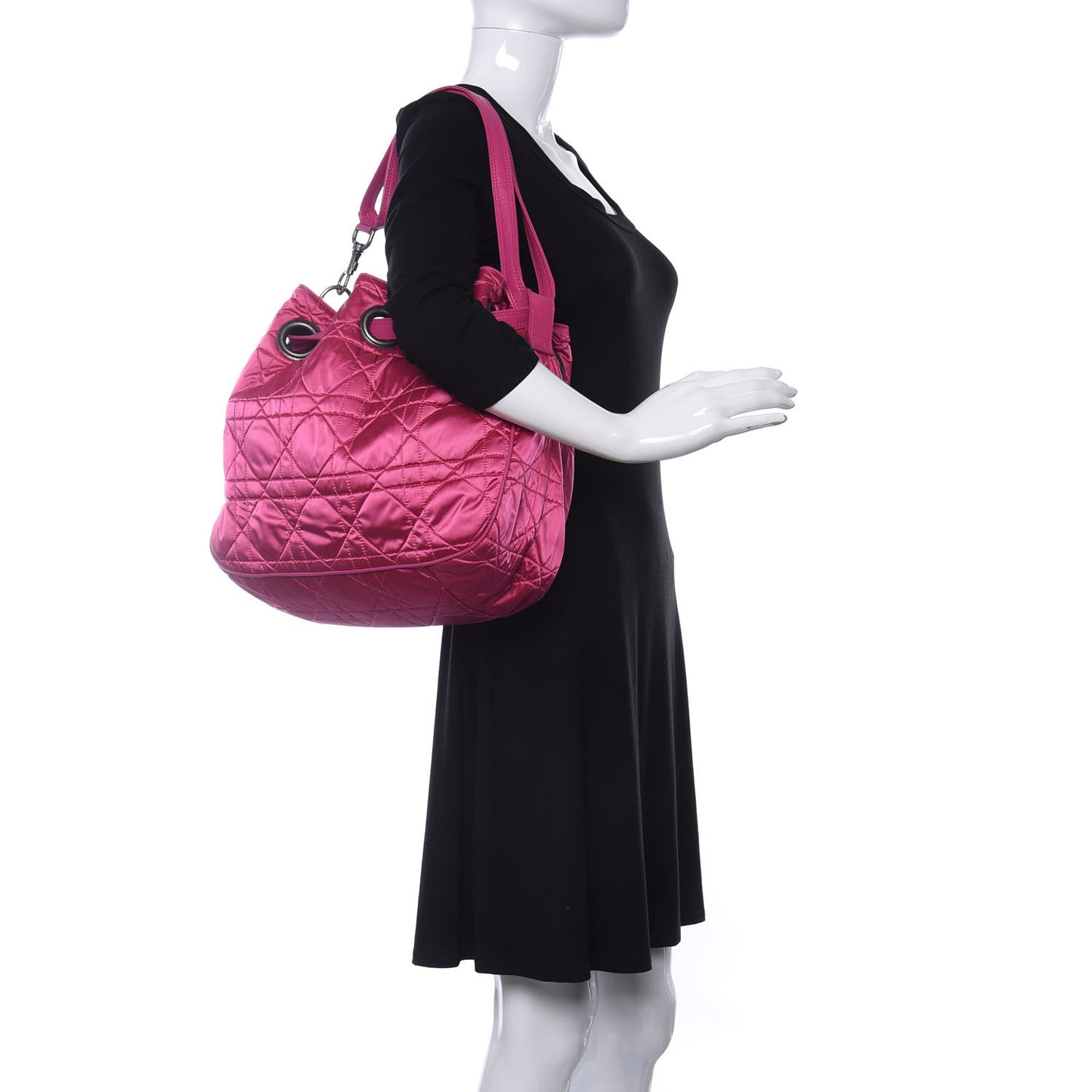 Satin Cannage Drawstring Bag Pink