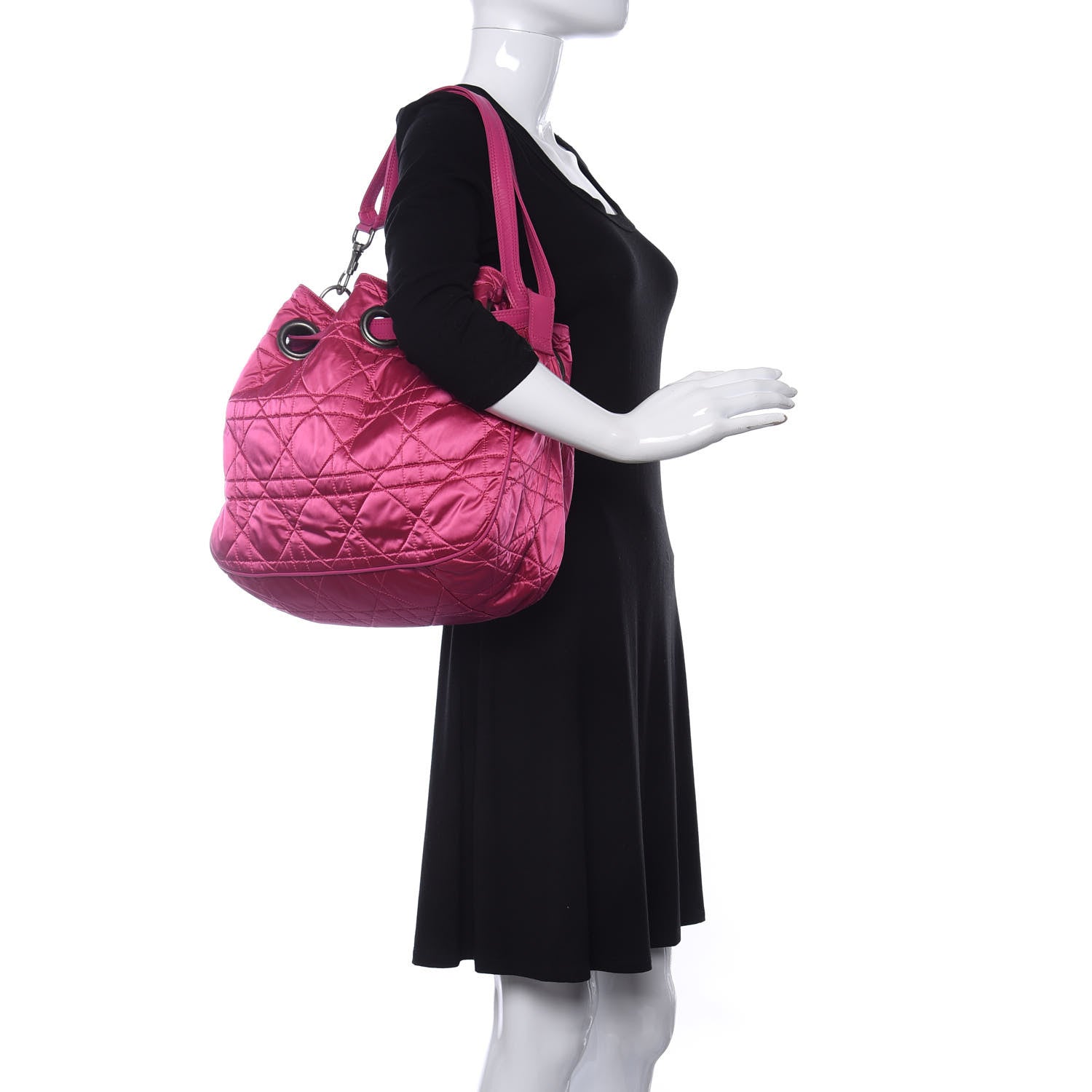 Christian Dior Satin Cannage Drawstring Bag Pink 2 of 10
