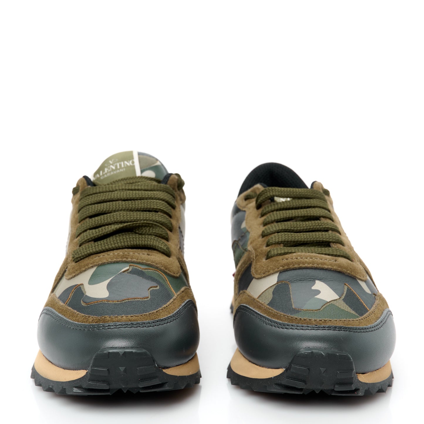 Nappa Fabric Suede Camouflage Womens Rockrunner Sneakers 37 Army Green Platino