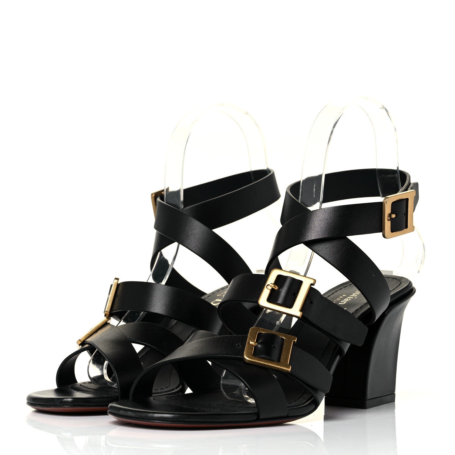 Christian Dior Calfskin Double D 70mm Sandals 36.5 Black 3 of 7