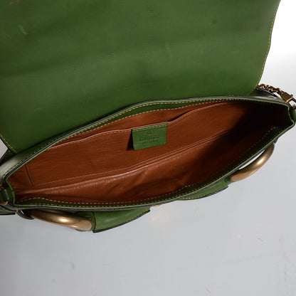 Gucci Calfskin Horsebit Chain Clutch Green 5 of 7