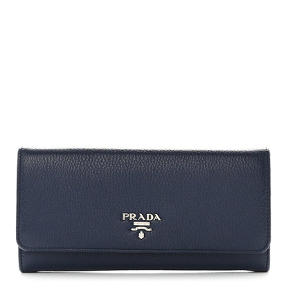 Prada Vitello Phenix Continental Flap Wallet Baltico 1 of 8