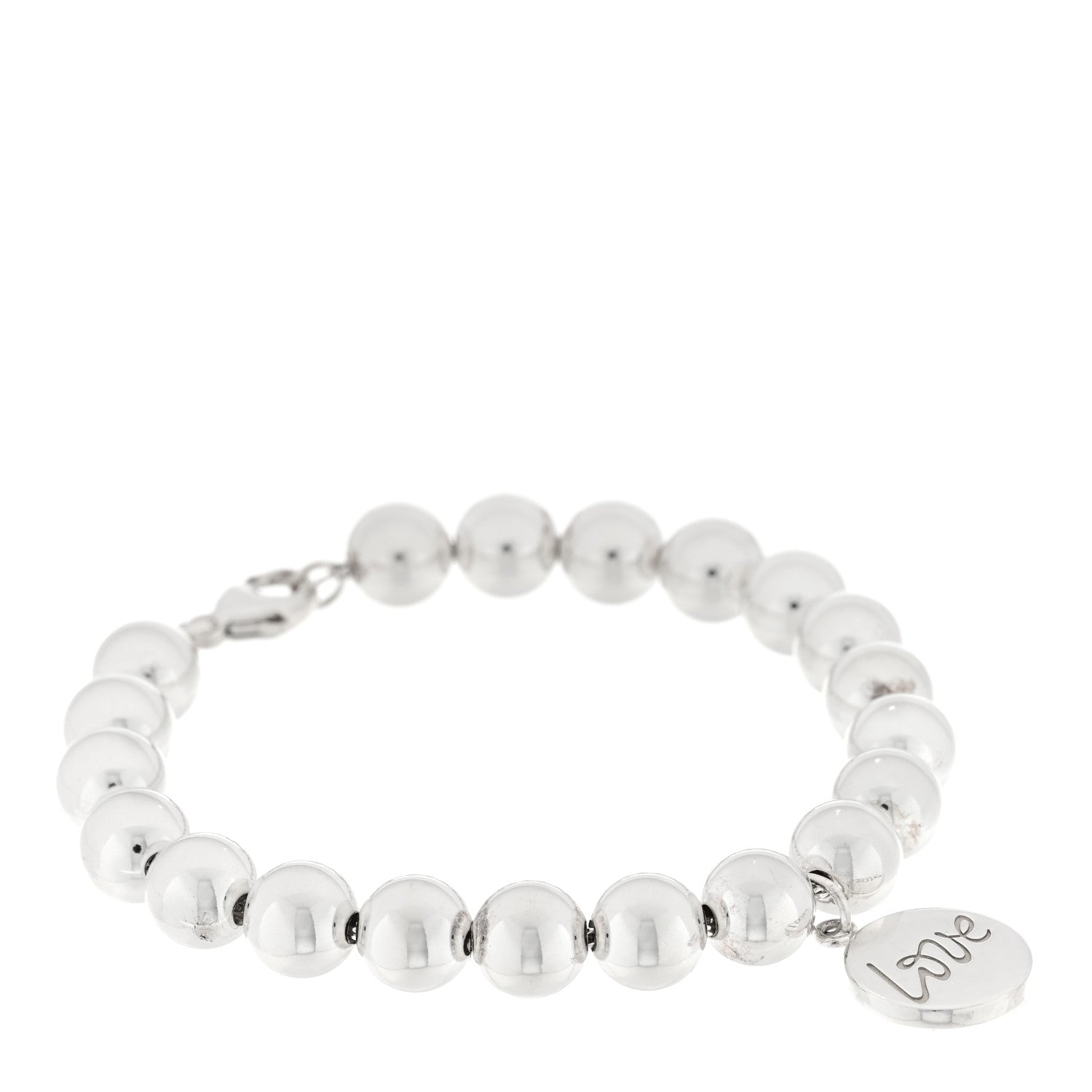 Tiffany Sterling Silver 8mm Paloma Picasso Bead Loving Heart Tag Bracelet 1 of 3
