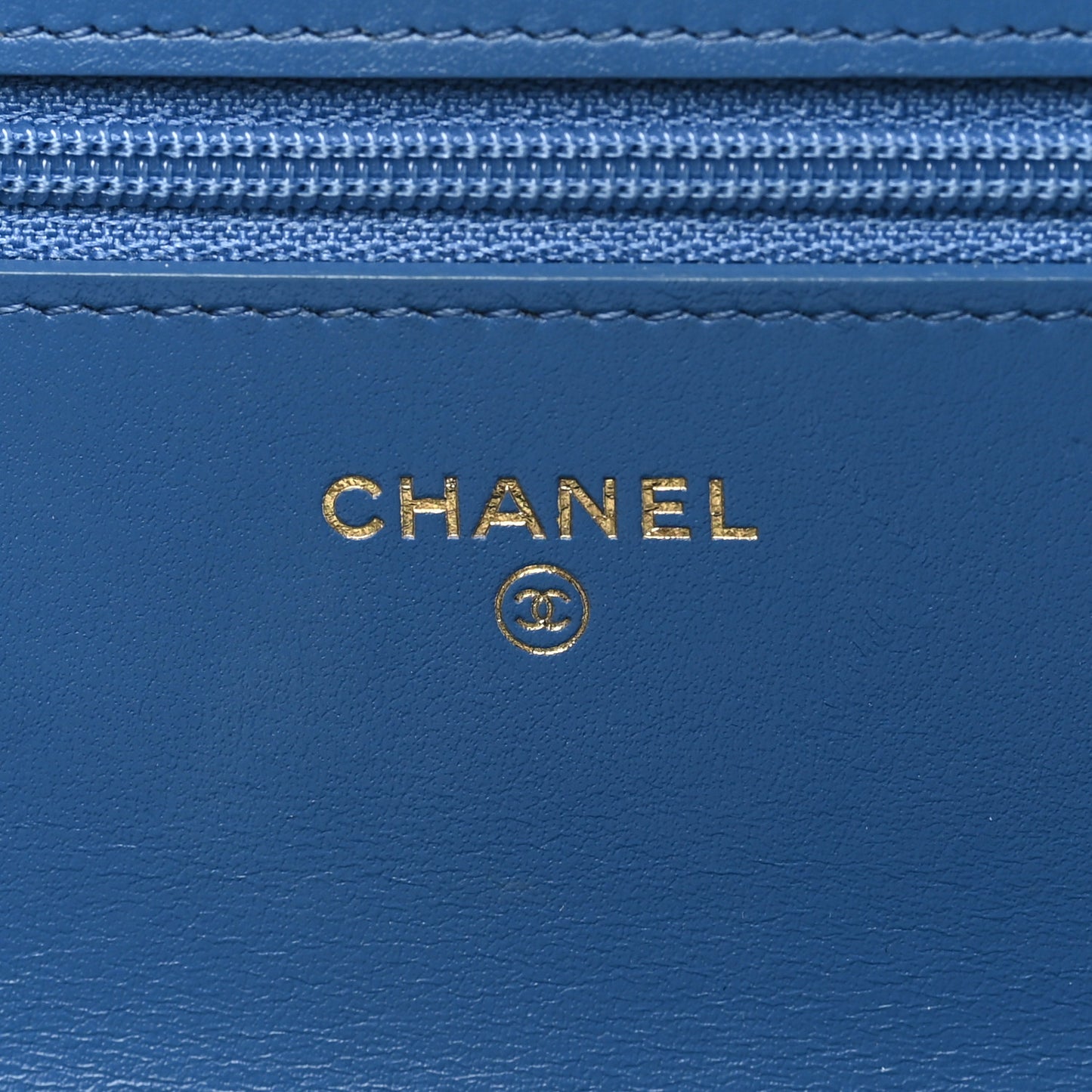 Denim Quilted Chanel 19 Wallet On Chain WOC Blue