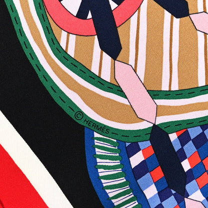 Hermes Silk La Selle Imaginaire Scarf 90 Black Jaune Soufre 3 of 4