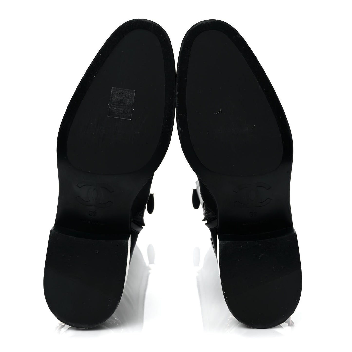 Calfskin Chain High Boots 39 Black