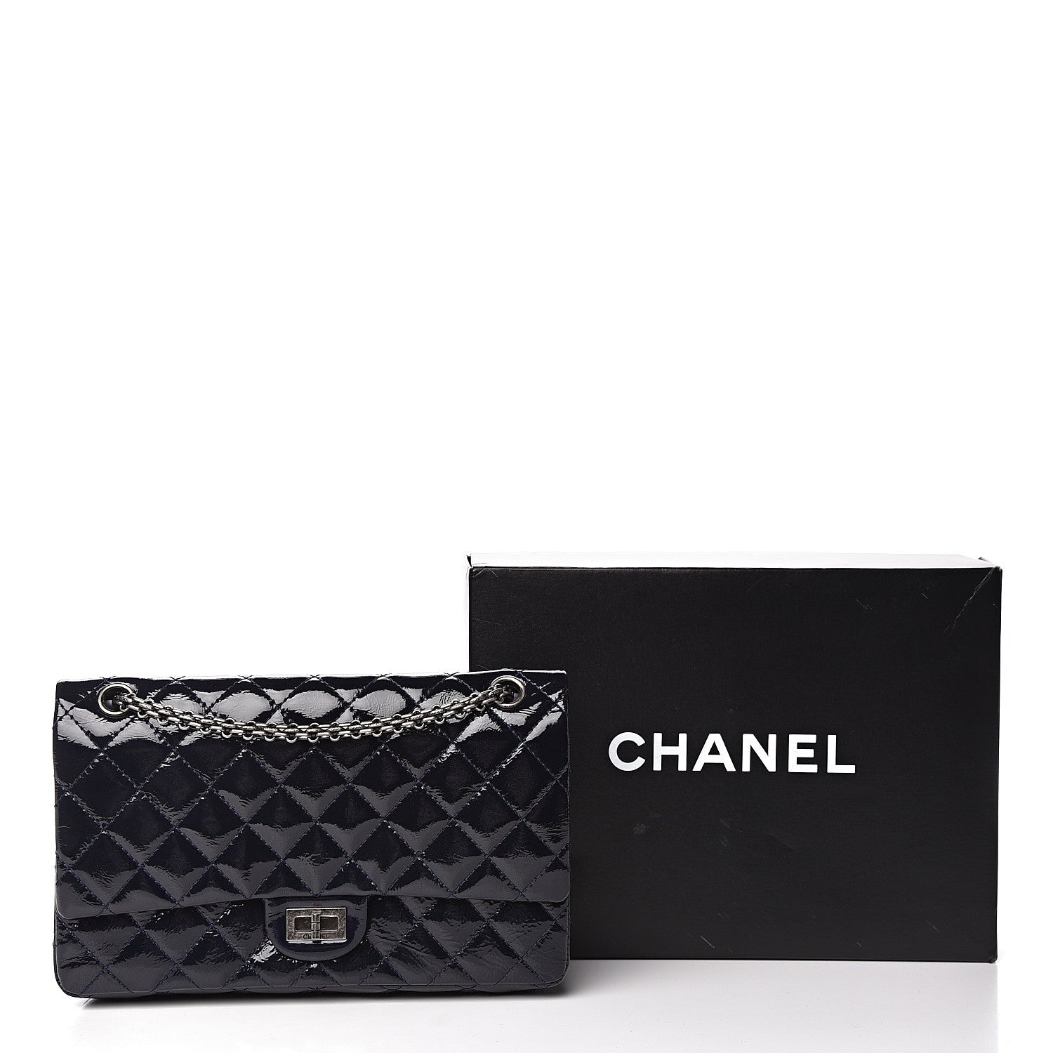 Chanel Distressed Patent Quilted 2.55 Reissue 226 Flap Navy 15 of 15