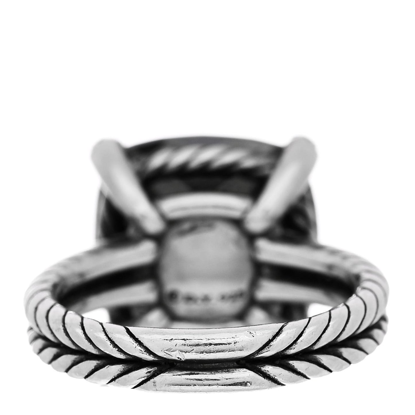 Sterling Silver Diamond Hematine 14mm Chatelaine Ring 54 7