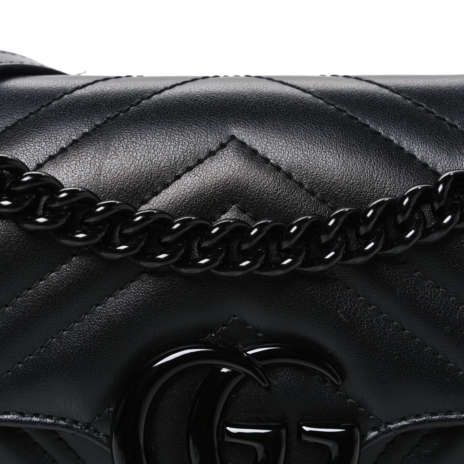 Gucci Calfskin Matelasse Monochrome Mini GG Marmont Shoulder Bag Black 8 of 12