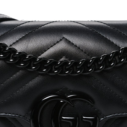 Gucci Calfskin Matelasse Monochrome Mini GG Marmont Shoulder Bag Black 8 of 12