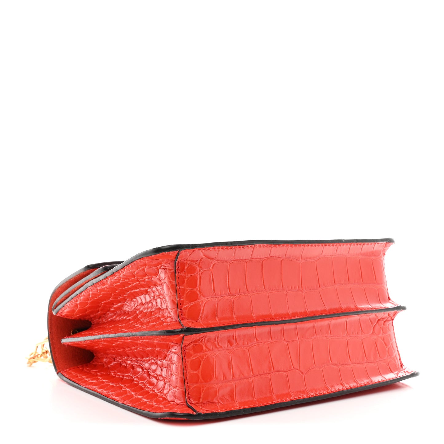 Calfskin Crocodile Embossed Medium Harlow Satchel Orange