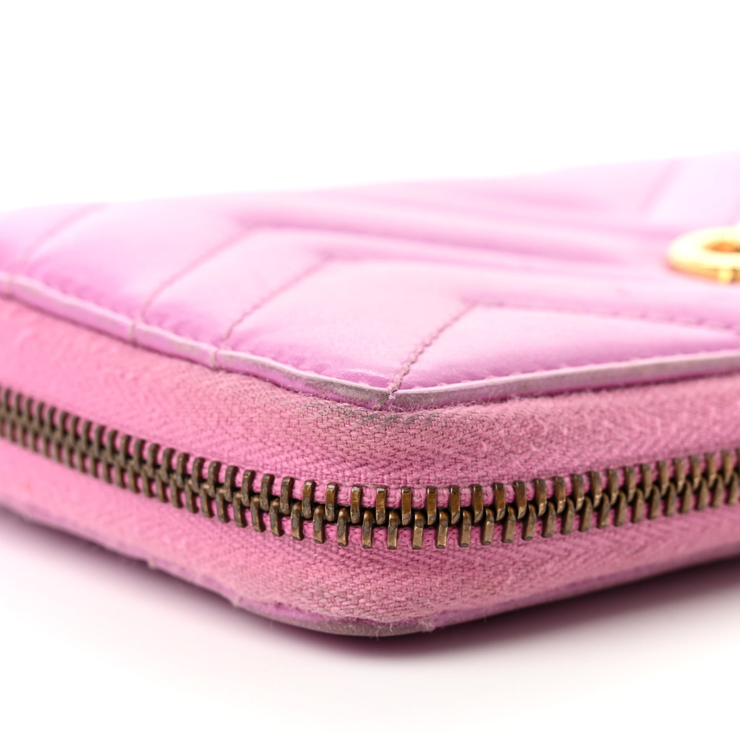 Calfskin Matelasse GG Marmont Zip Around Wallet Candy Mousse