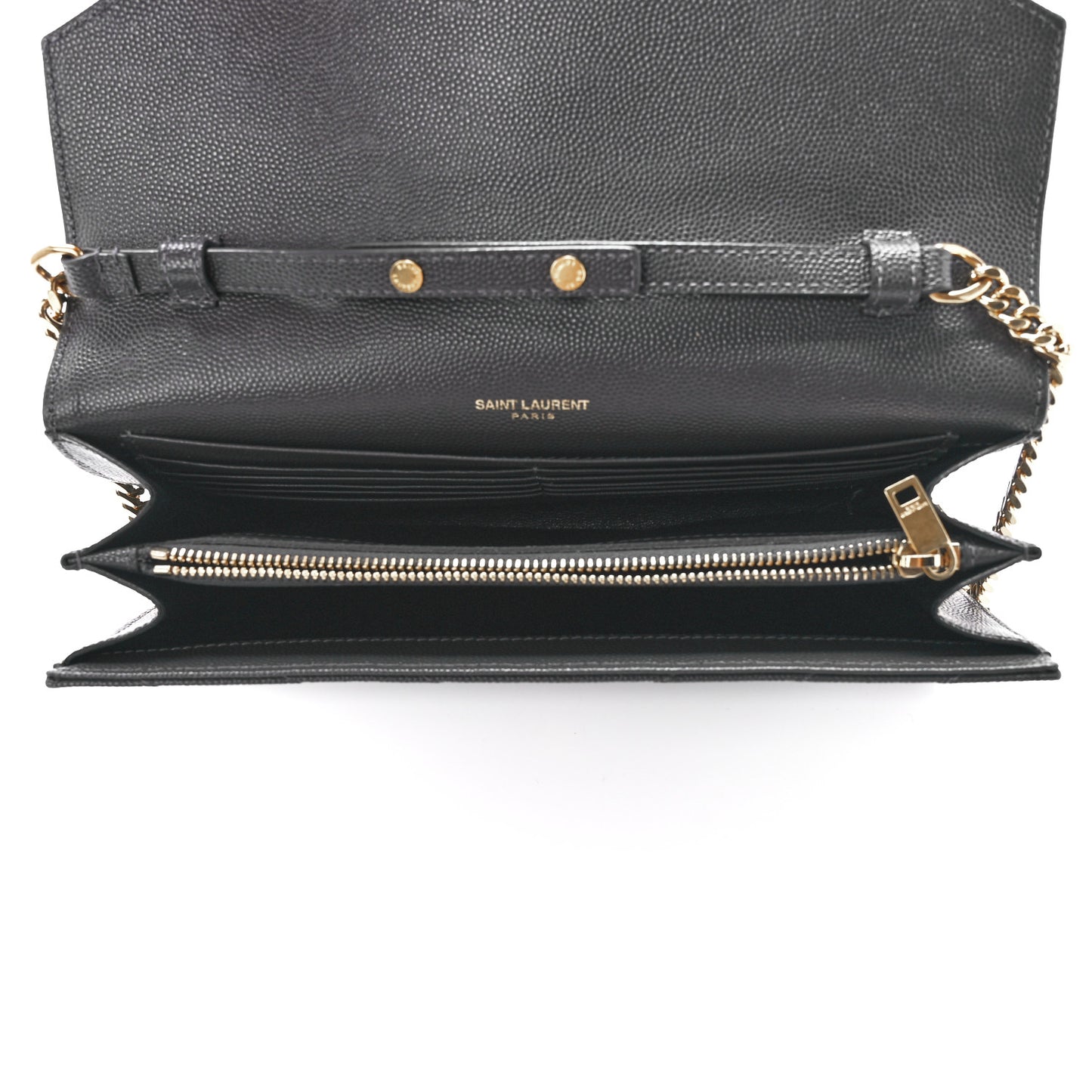 Grain De Poudre Matelasse Chevron Monogram Chain Wallet Oyster Grey