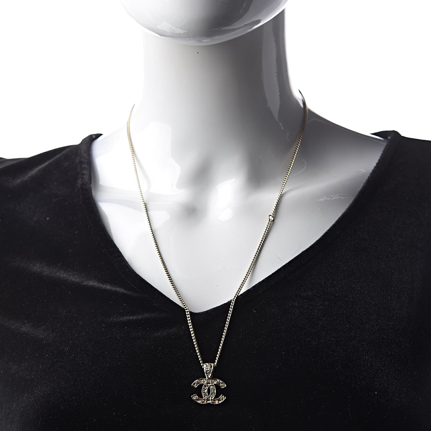 Chanel Tweed Effect CC Necklace Gold 2 of 5