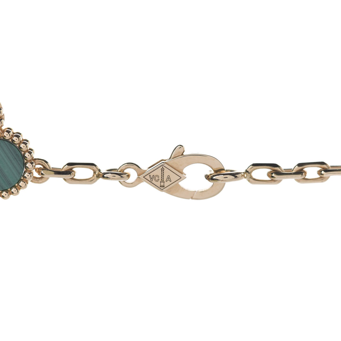 18K Yellow Gold Malachite 10 Motifs Vintage Alhambra Necklace
