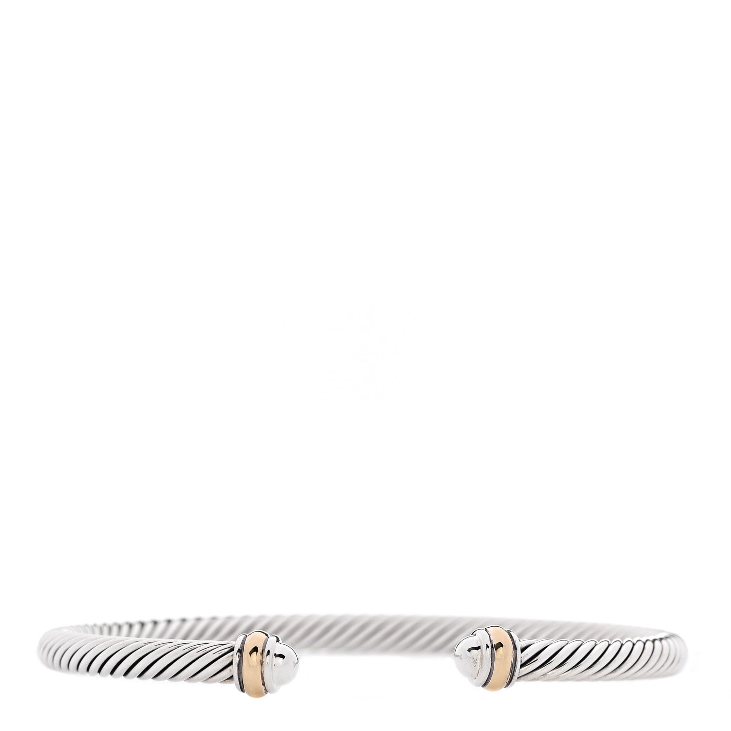 David Yurman Sterling Silver 18K Yellow Gold 4mm Cable Classics Bracelet 1 of 5