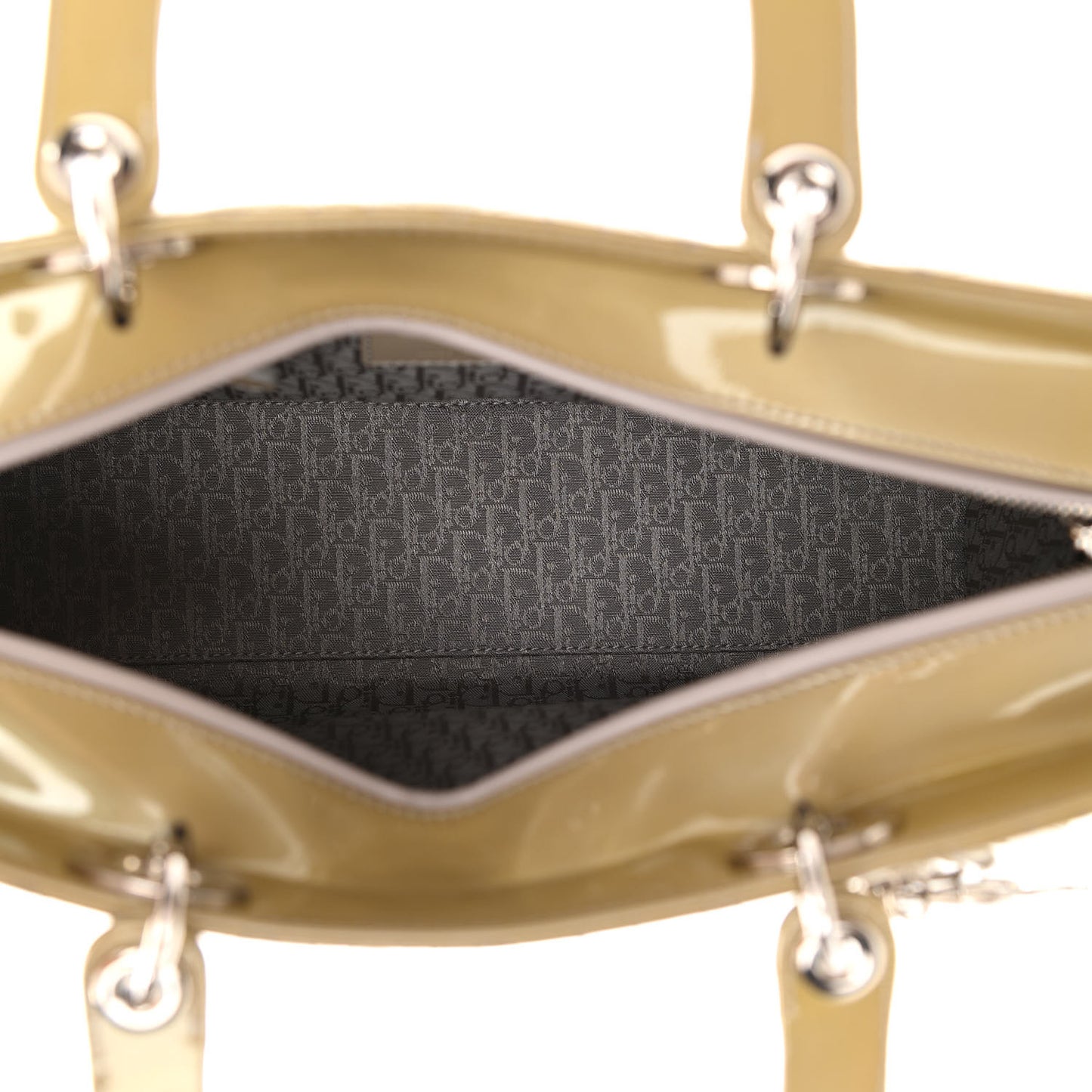 Patent Cannage Large Lady Dior Beige